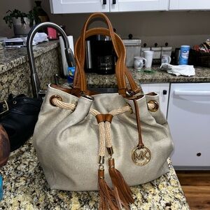 Michael Kors Tan and Brown Hobo Bag